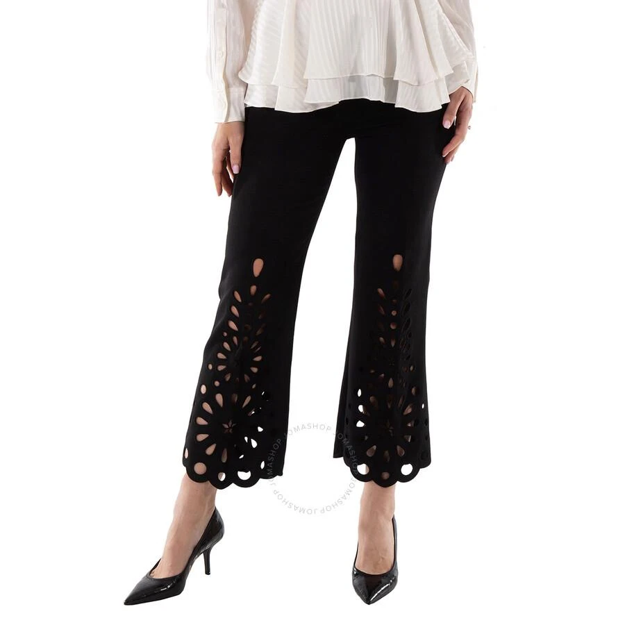Burberry Ladies Black Isabelle Eyelet Hem Wool Trousers 1