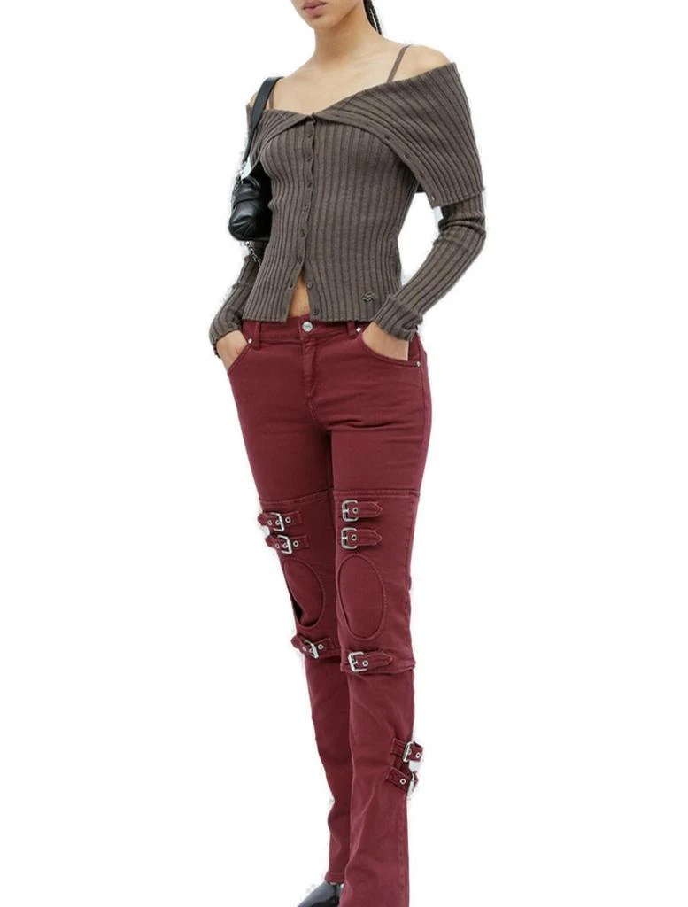 BLUMARINE Blumarine Buckle Embellished Mid-Rise Flared Pants 3