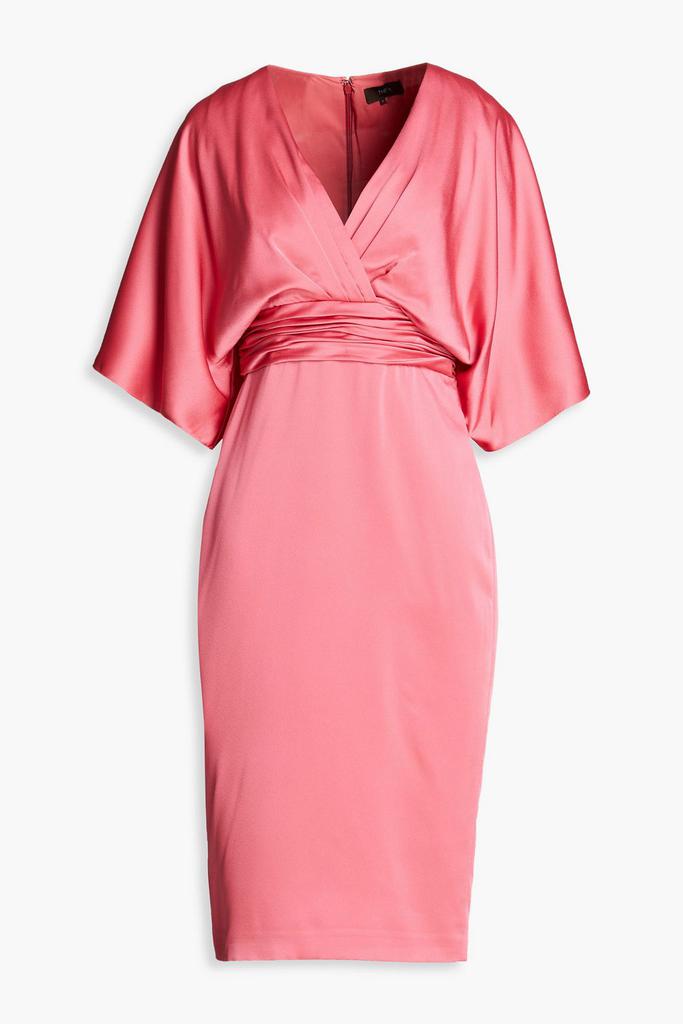 Theia Pleated satin dress
