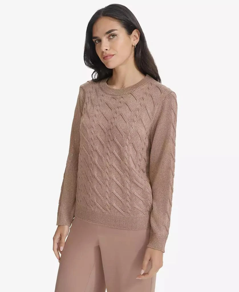 Calvin Klein Women's Metallic Cable-Knit Sweater 3