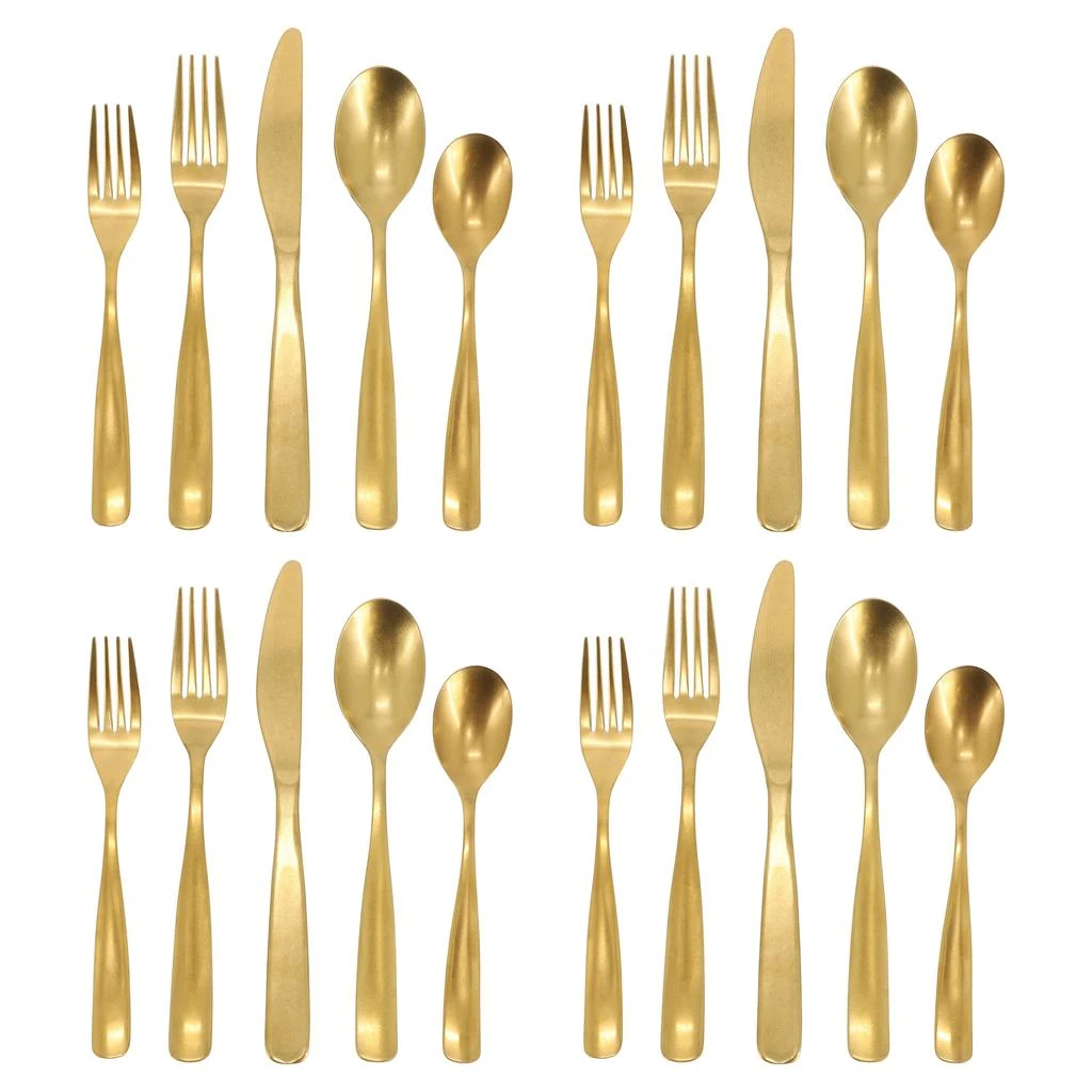 Gibson Home Hulton 20 Piece Stainless Steel Flatware Set in Matte Gold 2