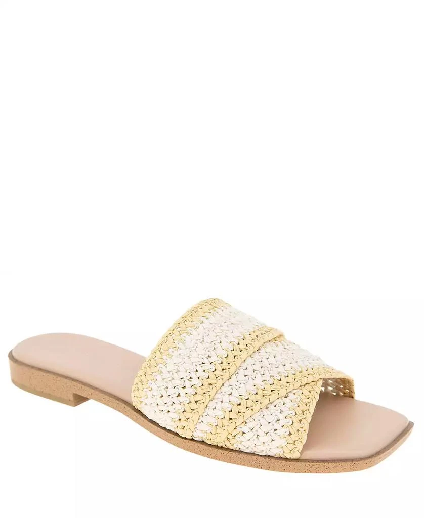 BCBG Women's Lileen Slip-On Woven Raffia Flat Sandals 1
