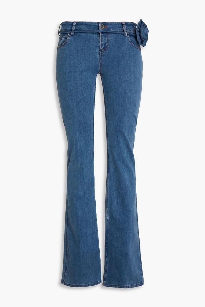 ROTATE Birger Christensen Floral-appliquéd low-rise flared jeans