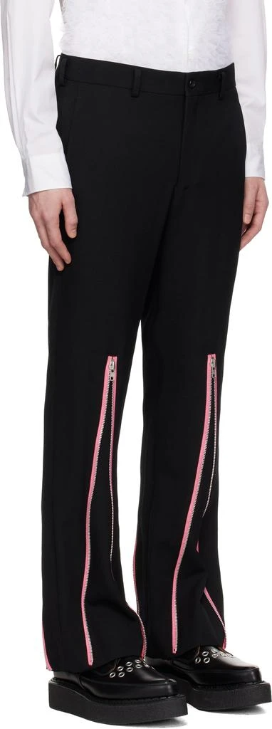 Comme des Garcons Black & Pink Thick Gabardine Zip Trousers 2
