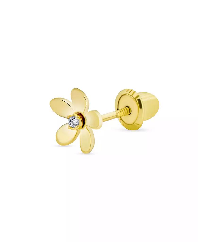 Bling Jewelry Tiny Minimalist CZ Accent Dainty Mini Daisy Flower Cartilage Ear Lobe Piercing 1 Piece Stud Earring14K Yellow Gold Safety Screw back