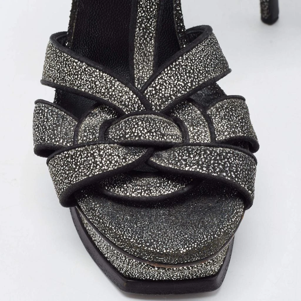 Saint Laurent Paris Saint Laurent Two Tone Glitter Suede Tribute Sandals Size 39 7