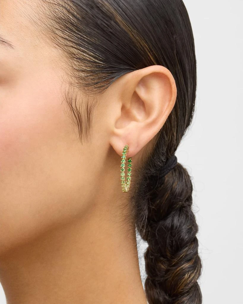 Lisa Nik Rainbow 18K Yellow Gold Ombre Tsavorite (Green Garnet) Inside Out Hoops 2