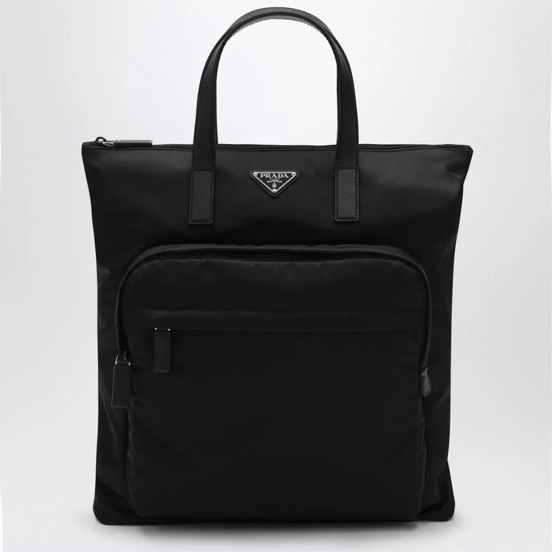 Prada Black Re-Nylon and Saffiano shopping bag 1