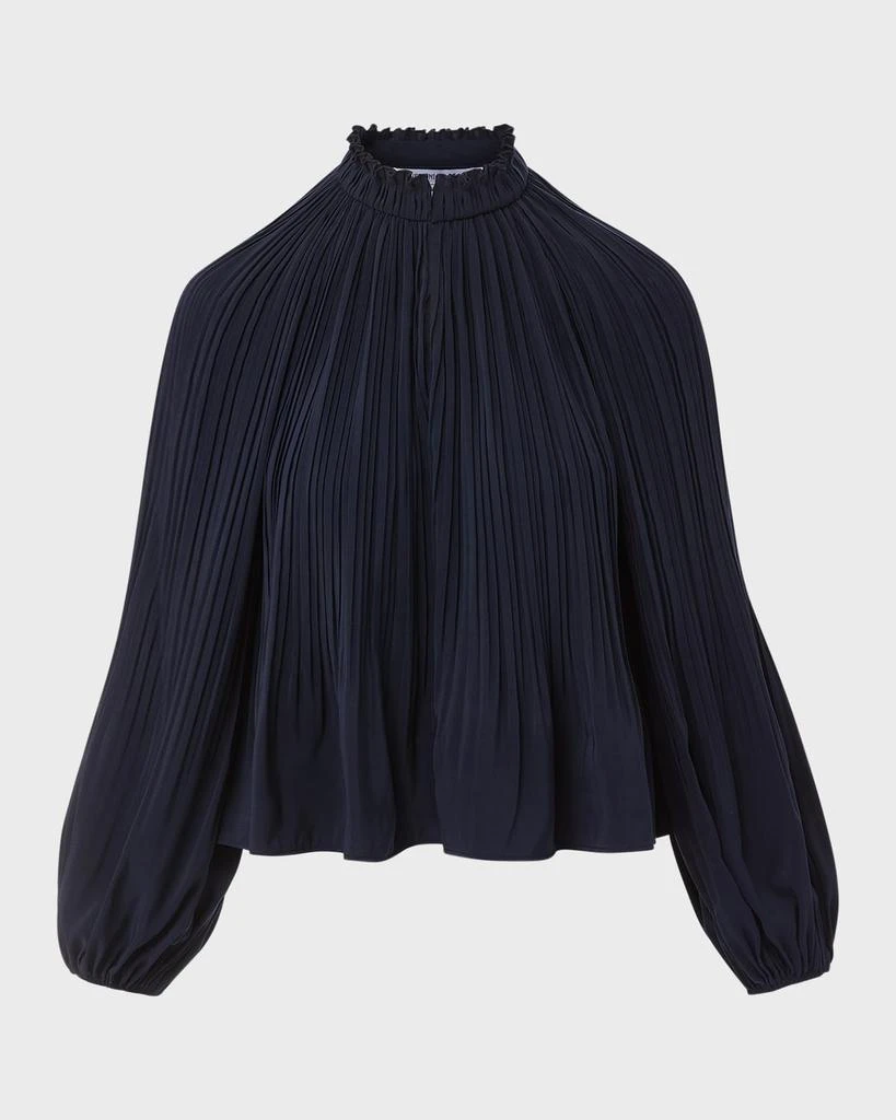 Veronica Beard Walker Pleated Long-Sleeve Top 1