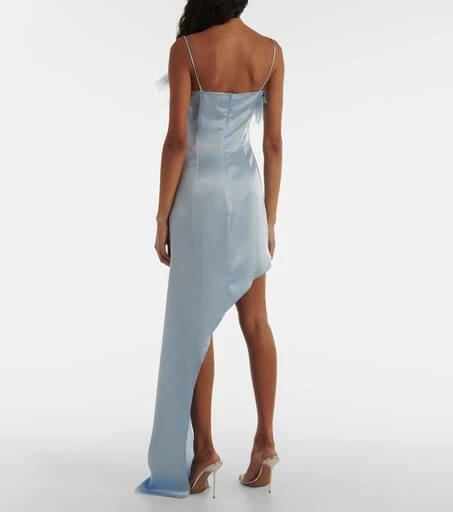 David Koma Feather-trimmed satin cocktail dress 3