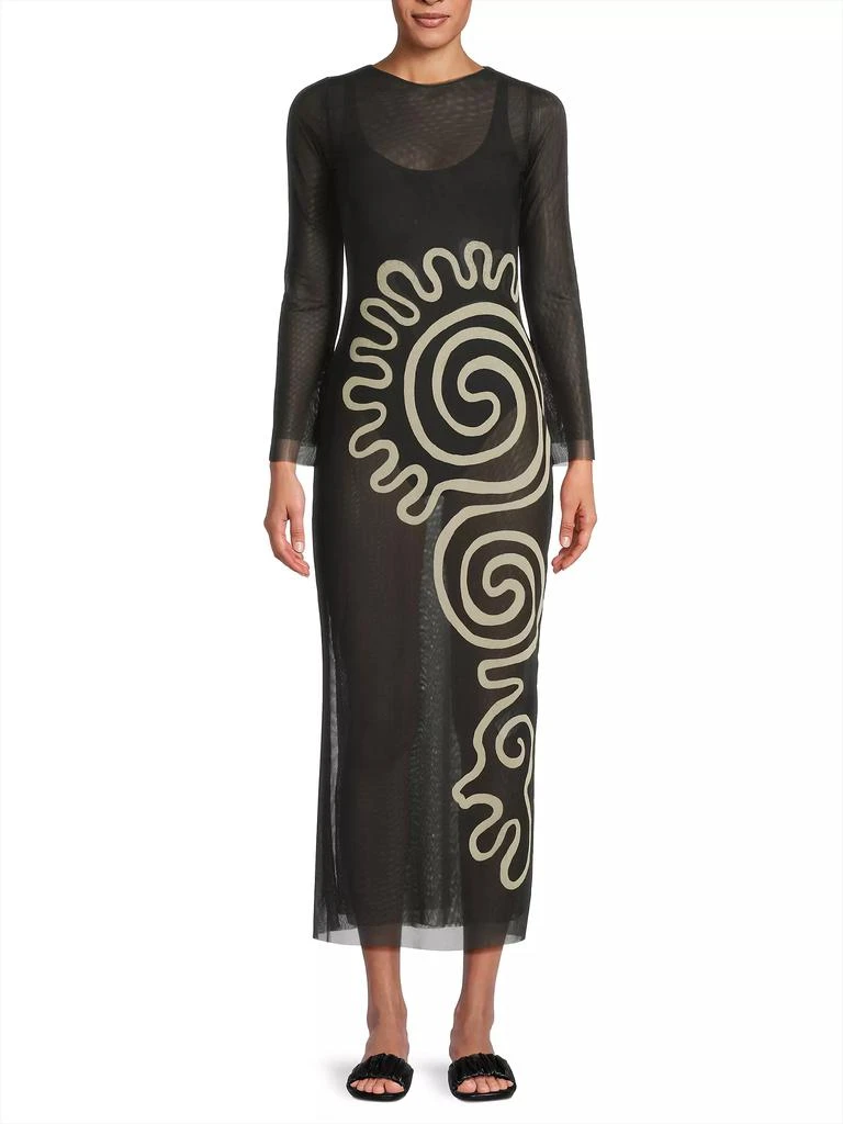 Cala de la Cruz Tania Abstract Sheer Midi-Dress 3