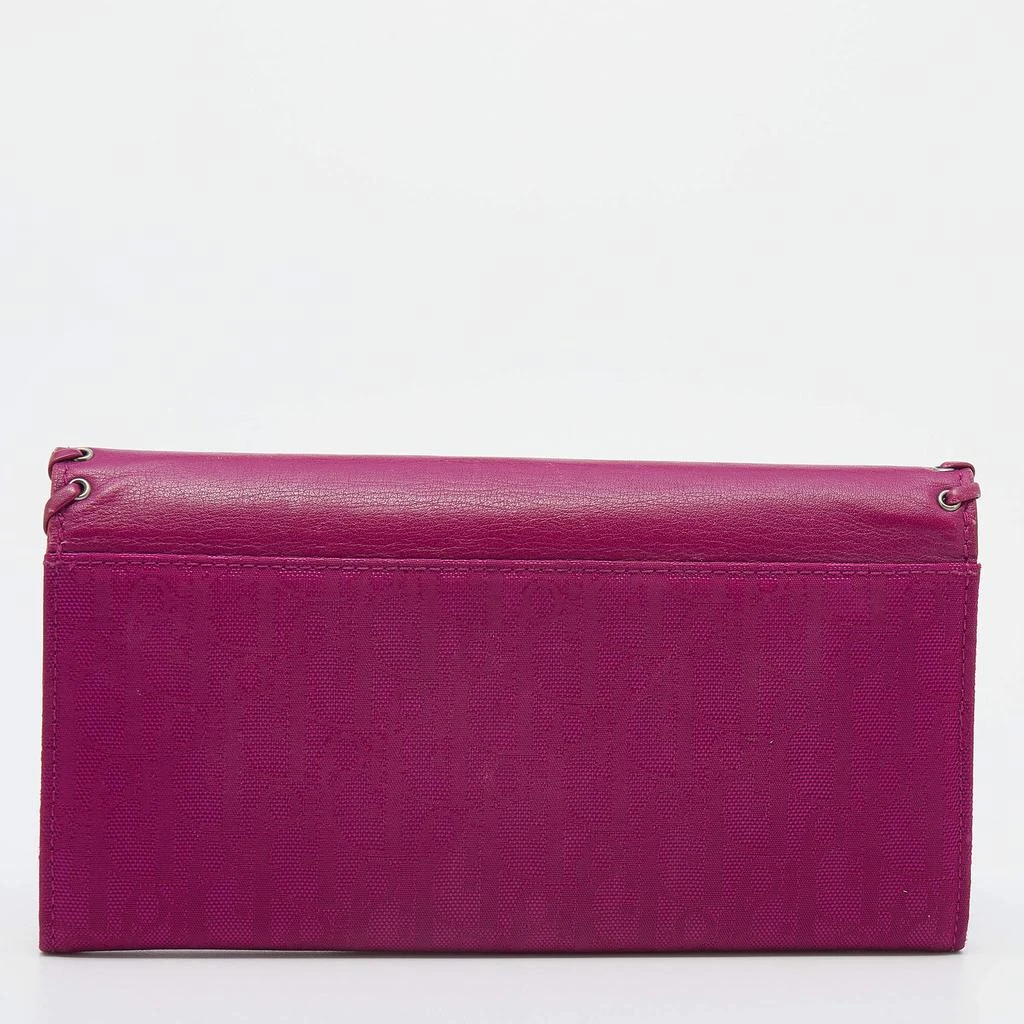 Dior Dior Pink Oblique Canvas and Leather Trim Flap Continental Wallet 4