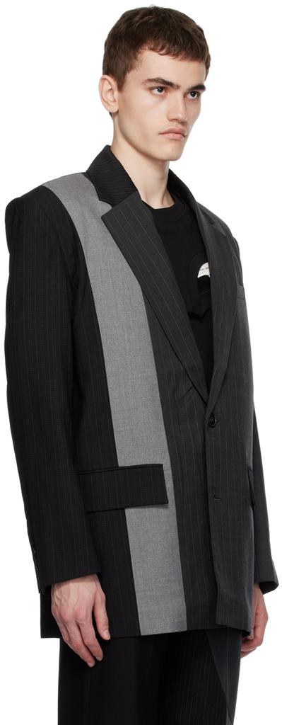 Feng Chen Wang Black & Gray Multi Paneled Blazer