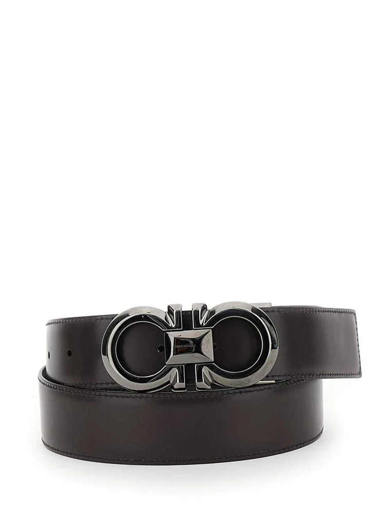 Salvatore Ferragamo Black Reversible Belt With Gancini Buckle In Leather Man 3