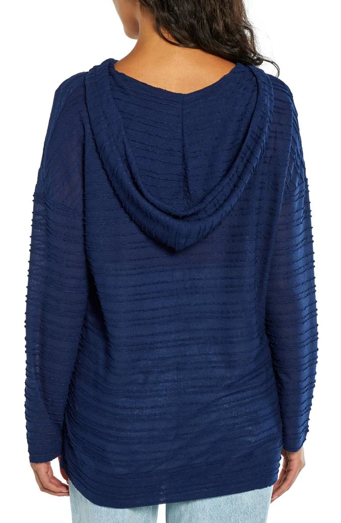 Three Dots Stripe Textured Hacci Pullover Hoodie 2