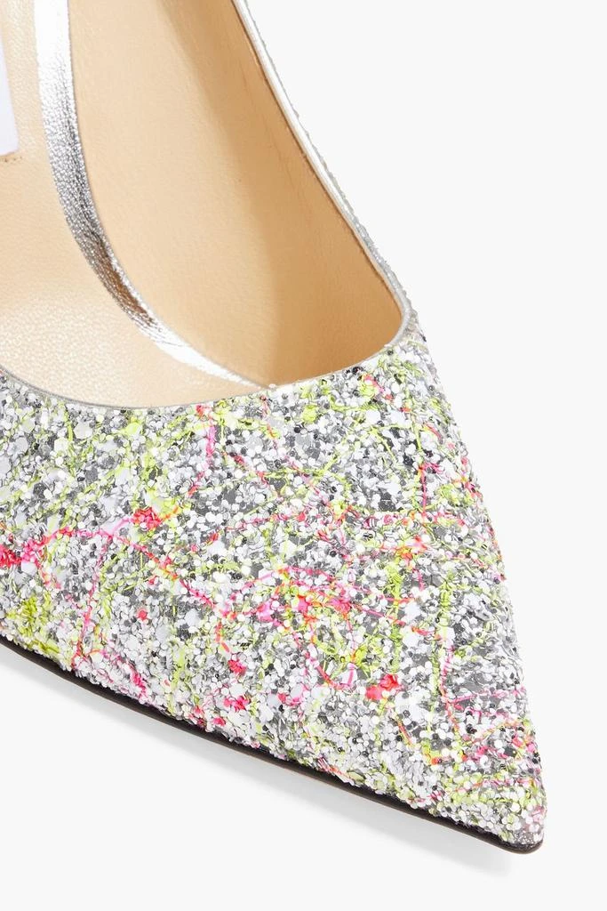 JIMMY CHOO Love 100 glittered woven pumps 4