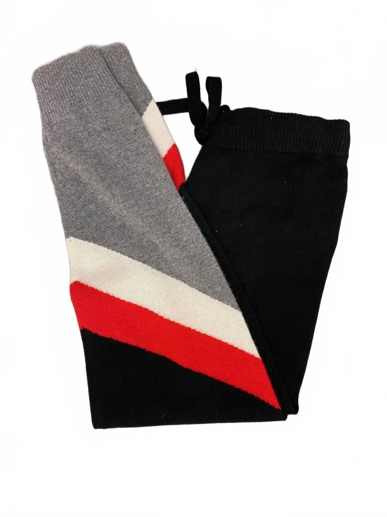 Minnie Rose Women's Cashmere Stripe Jogger In Black/red/grey/cream 3