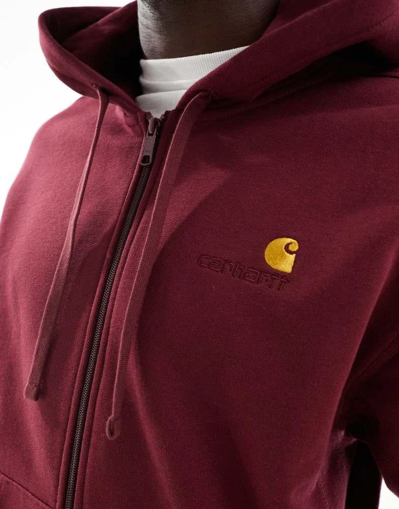 Carhartt WIP Carhartt WIP american script zip hoodie in red 3