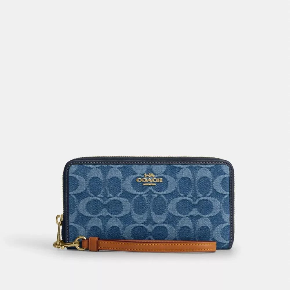 Coach Long Zip Around Wallet In Signature Denim