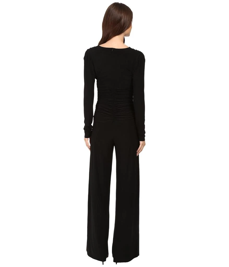 Norma Kamali V-Neck Long Sleeve Shirred Waist Jumpsuit 3
