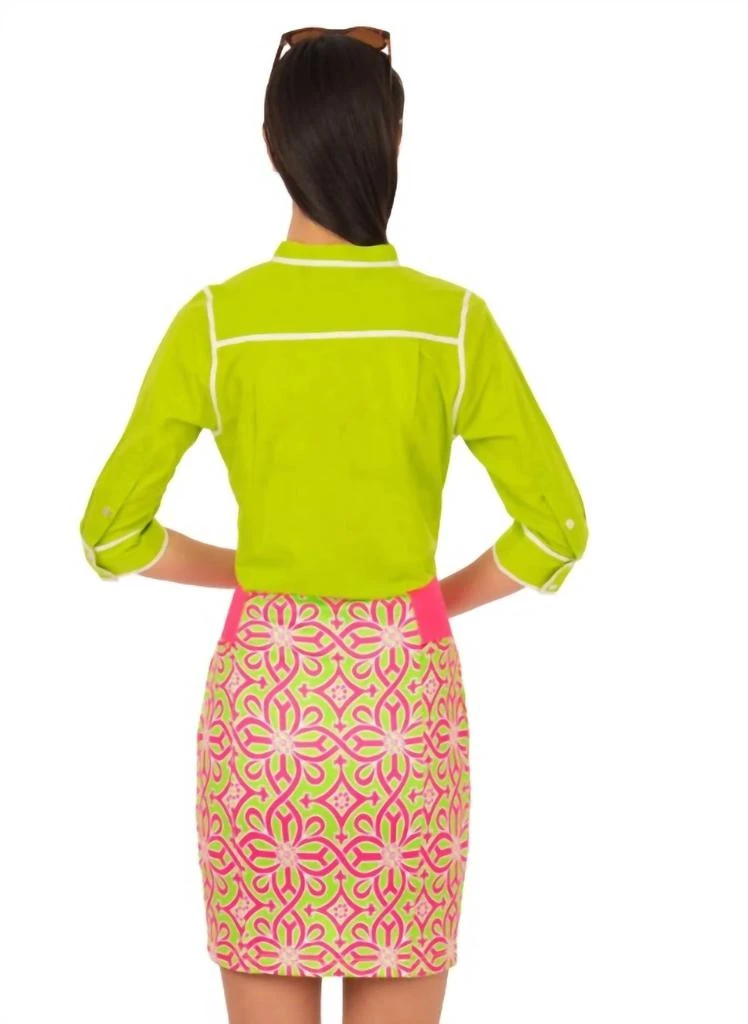 GRETCHEN SCOTT Jersey Skippy Skort - Piazza In Lime/pink 4