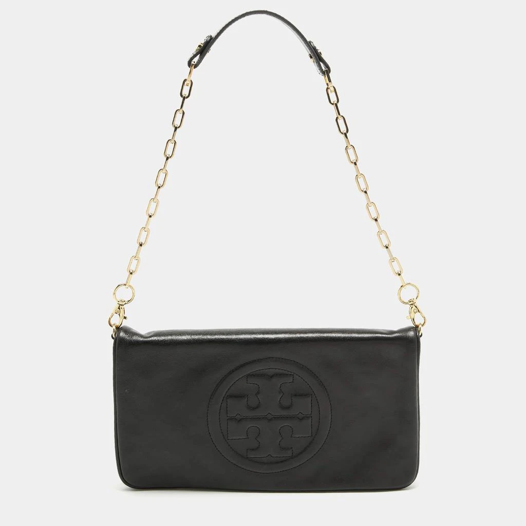 Tory Burch Tory Burch Black Leather Reva Chain Flap Bag 1