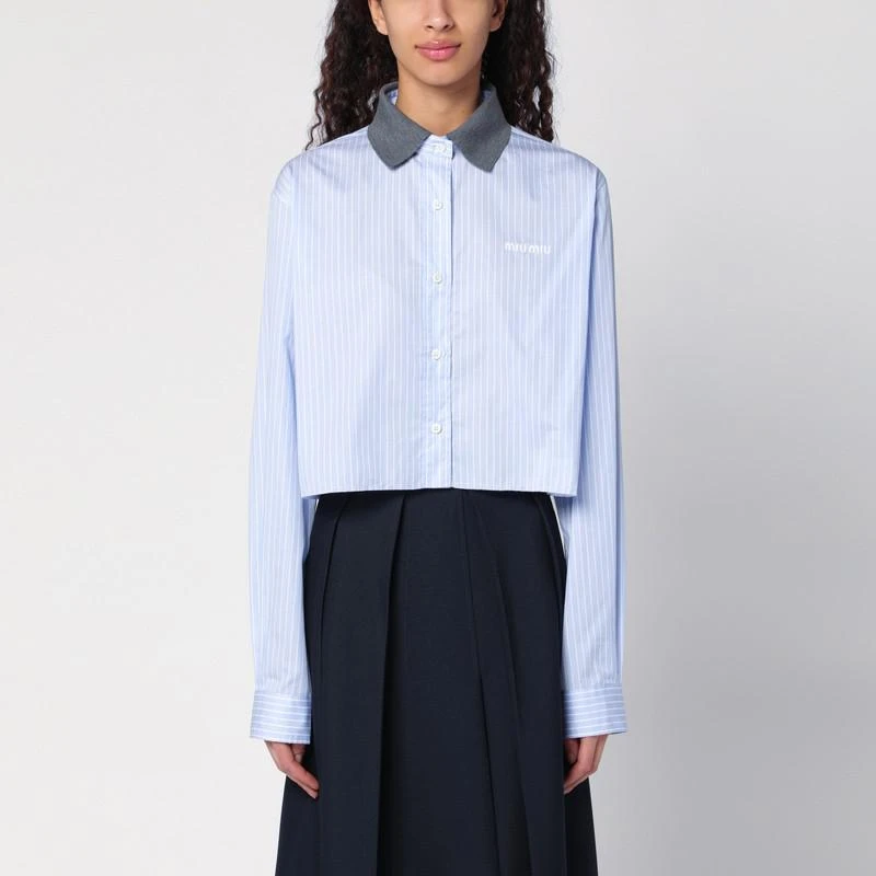 Miu Miu Light blue/white striped shirt 1
