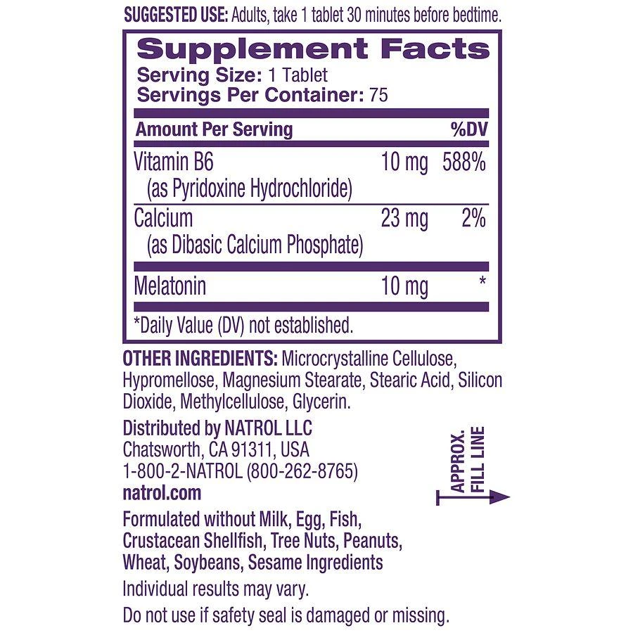 Natrol 10mg Melatonin Advanced Sleep Aid Tablets with Vitamin B6 Unflavored 7