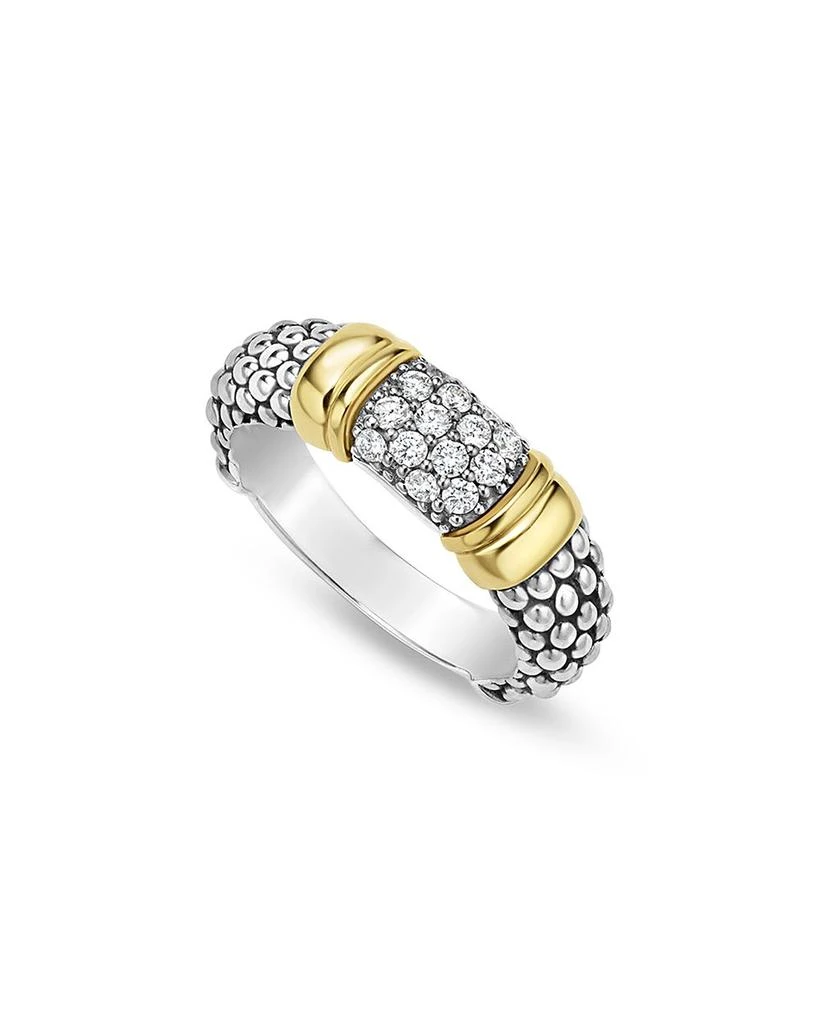 LAGOS Two Tone Signature Caviar Diamond Ring, 0.266 tcw 1