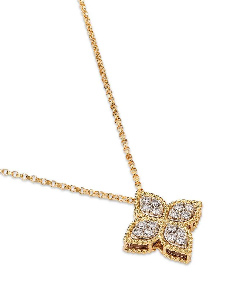 Roberto Coin 18K White 
Yellow Gold Princess Flower Diamond Pendant Necklace, 16-18" 3