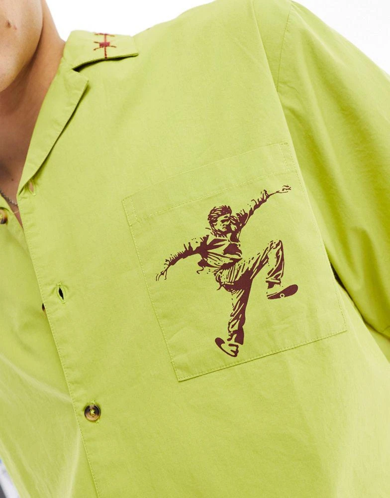 Basic Pleasure Mode Basic Pleasure Mode barbed wire embroidered shirt in green 4