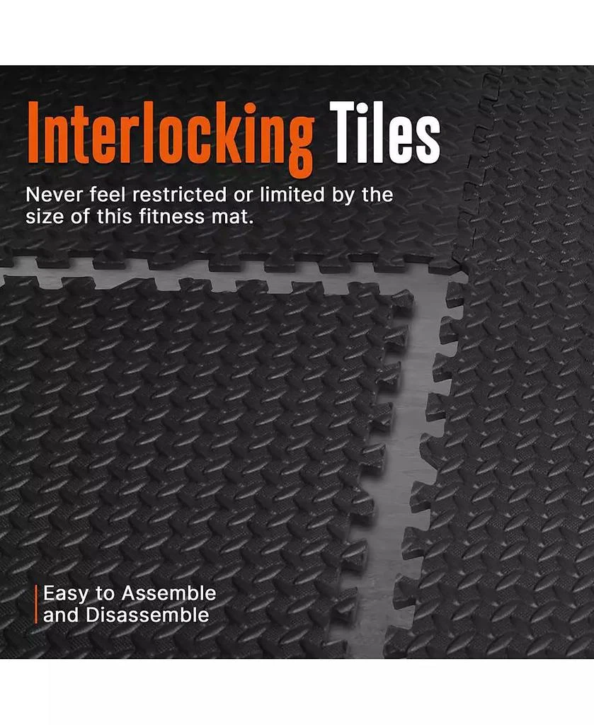 SQUATZ 6-Piece Puzzle Exercise Mat, EVA Foam Tiles, Black 6