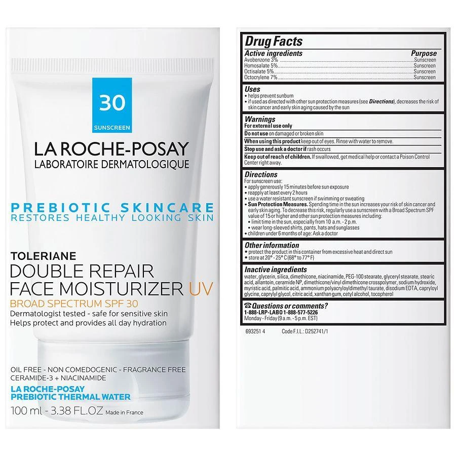 La Roche Posay Face Moisturizer UV, Toleriane Double Repair Oil-Free Face Cream with SPF 30 3