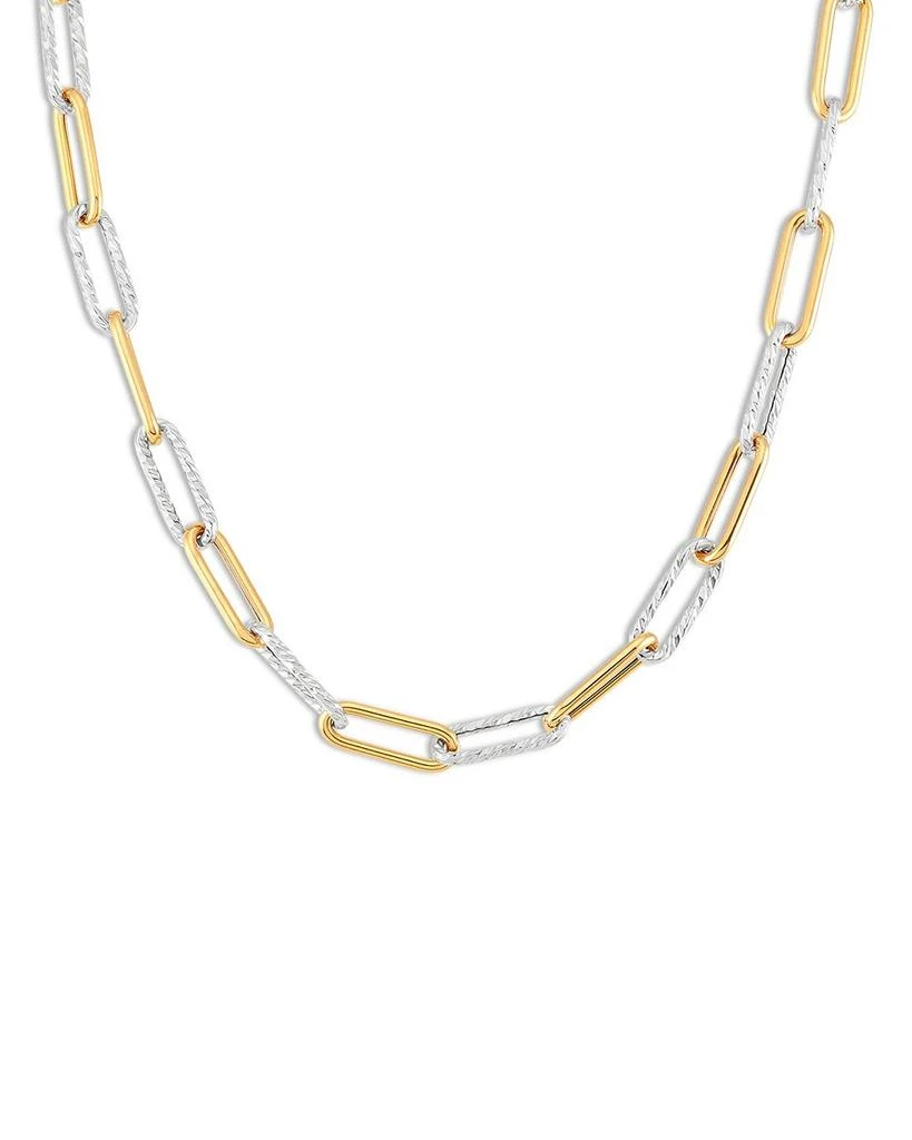 Alberto Amati 14K Yellow & White Gold Polished & Textured Chain Link Necklace, 18" 1