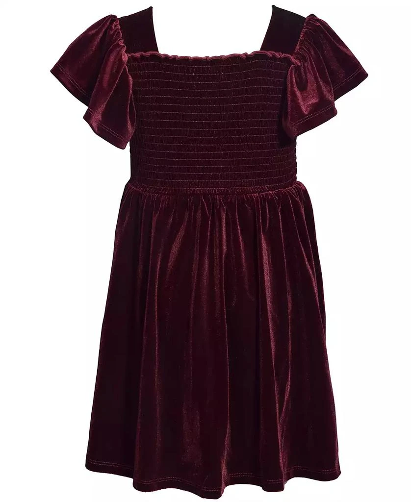 Bonnie Jean Little Girls Flutter Sleeved Smocked Stretch Velvet Dress 1