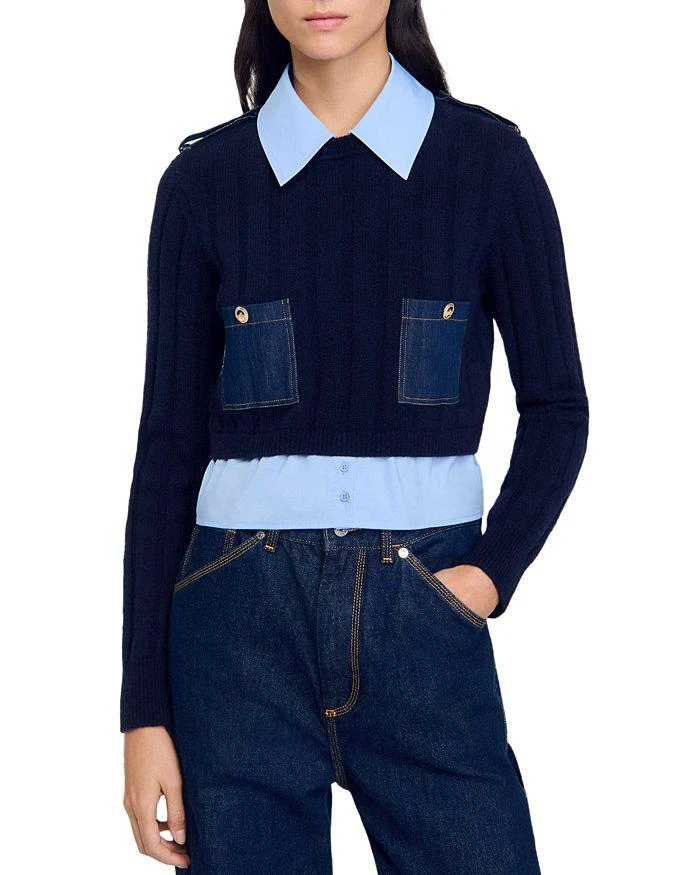 Sandro Jules Layered Look Sweater 1