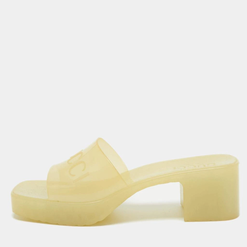 Gucci Gucci Light Yellow Rubber Logo Embossed Slide Sandals Size 37 1