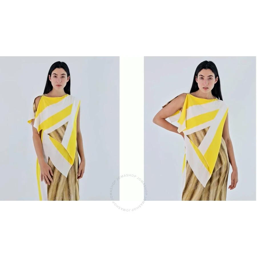 Burberry Bright Straw Graphic-Print Boat Neck Asymmetric Dress 1