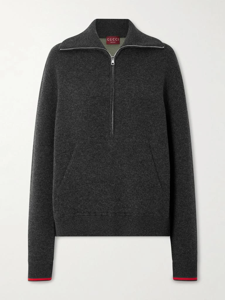 Gucci Striped Wool-blend Half-zip Polo Sweater