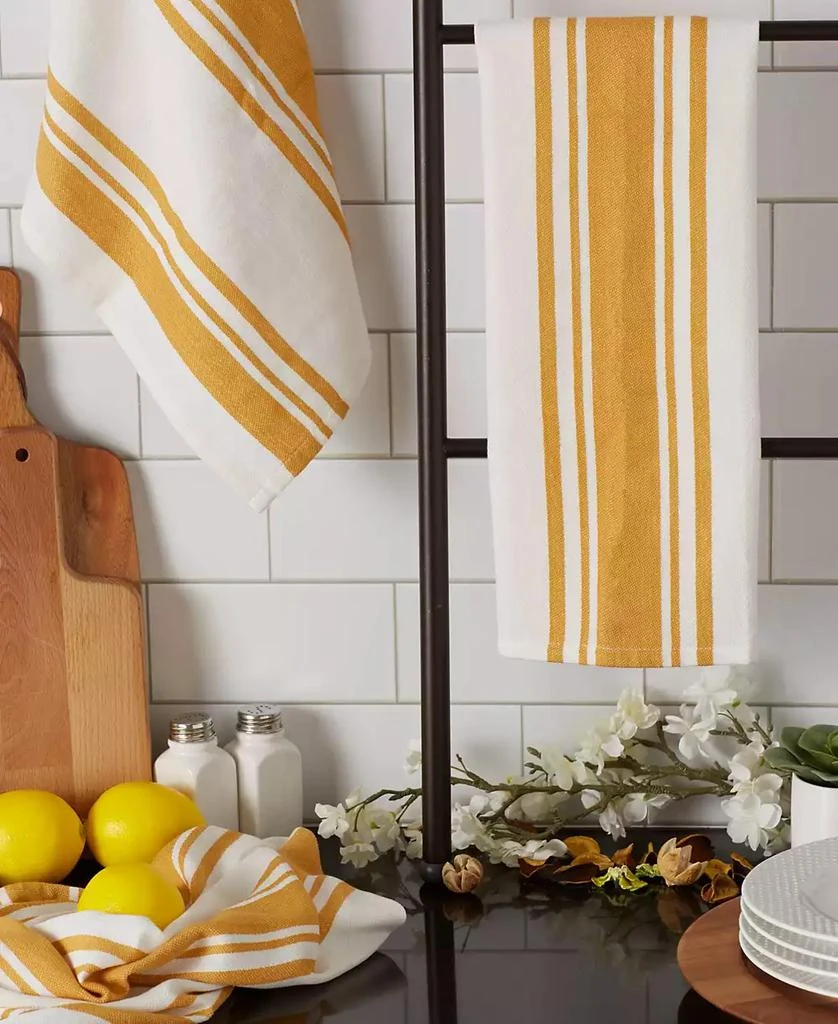 Design Imports Everyday Kitchen Dishtowel Collection Large Chef Stripe Tea Towel, 18x28", Honey Gold, 3 Count 10