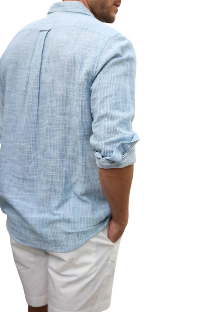 Grayers Madras Cottage Loom Shirt In Blue Chambray Stripe 2