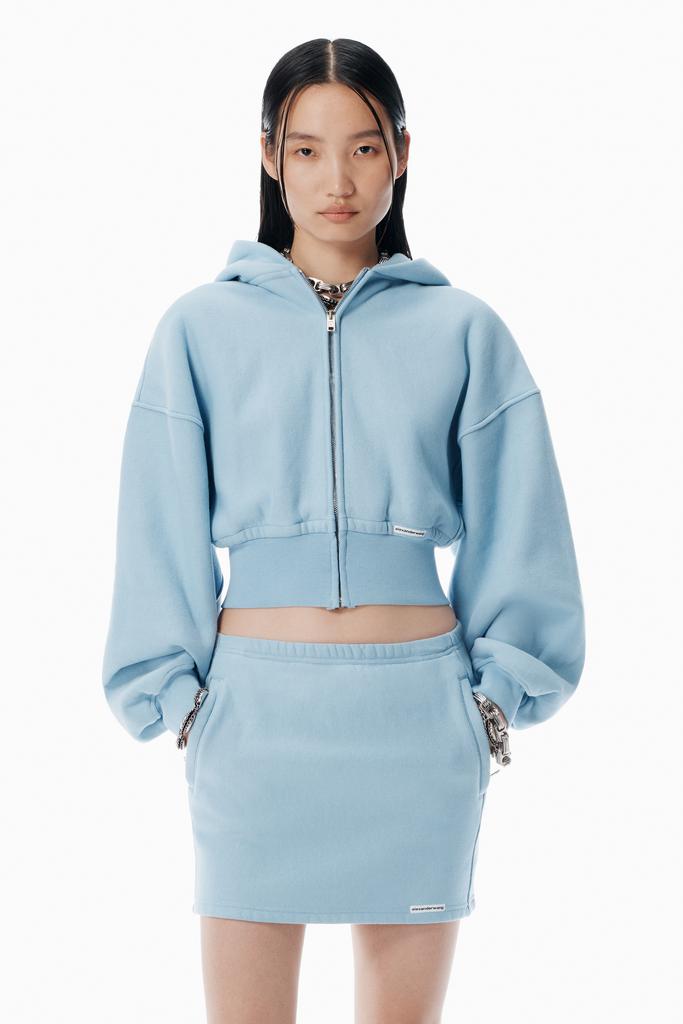 Alexander Wang Light Blue Cropped Zip-Up Hoodie