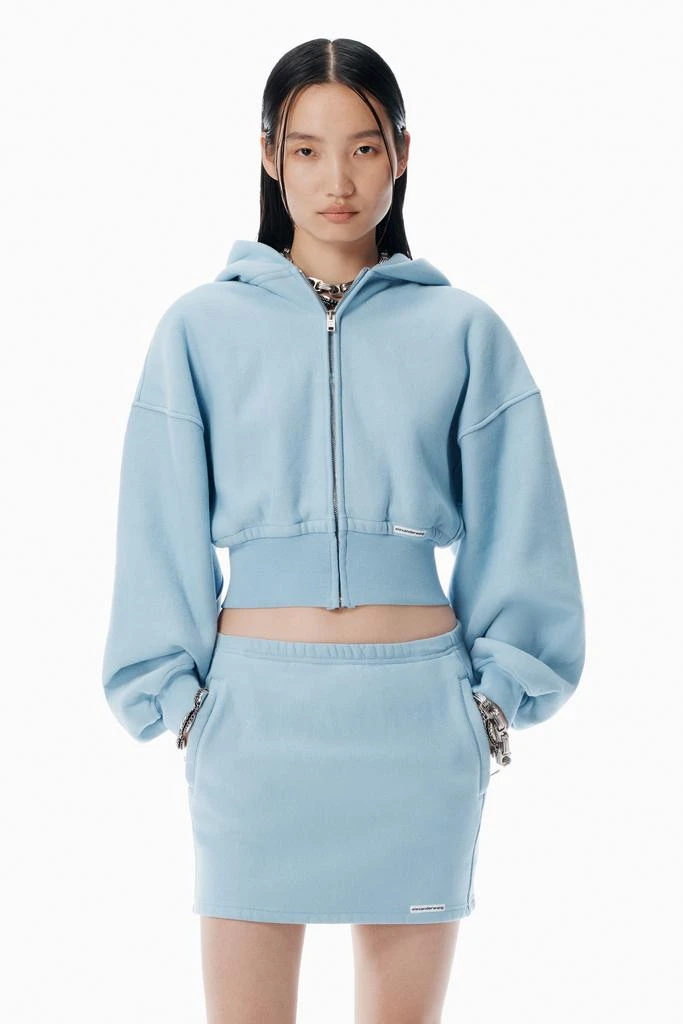 Alexander Wang Light Blue Cropped Zip-Up Hoodie 1