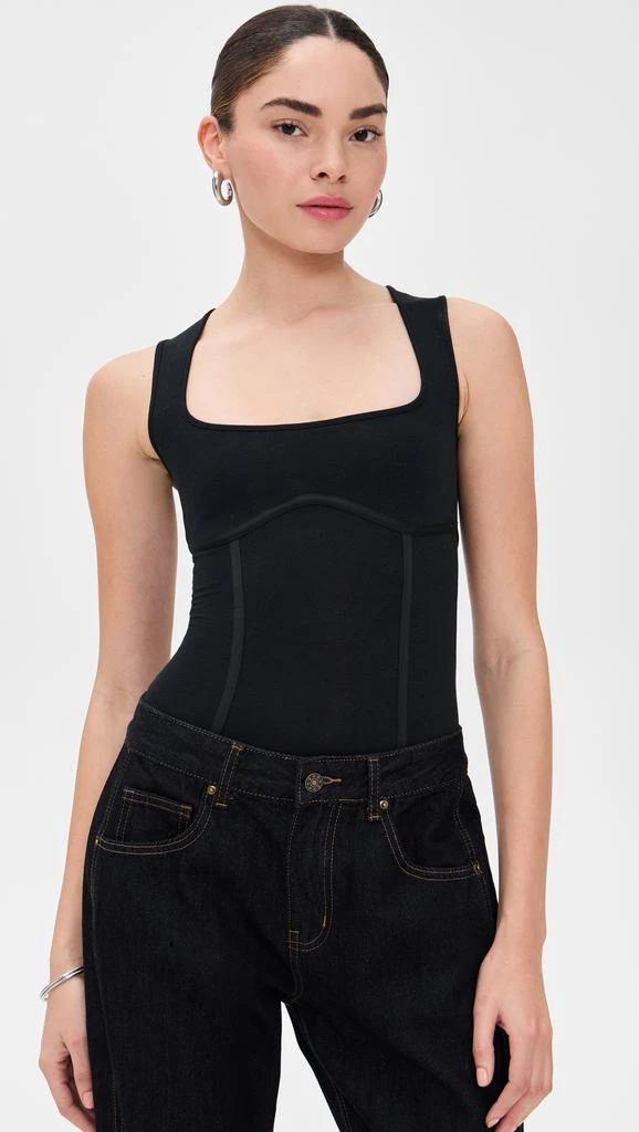 Fleur du Mal Cotton Scoop Neck Thong Bodysuit 6