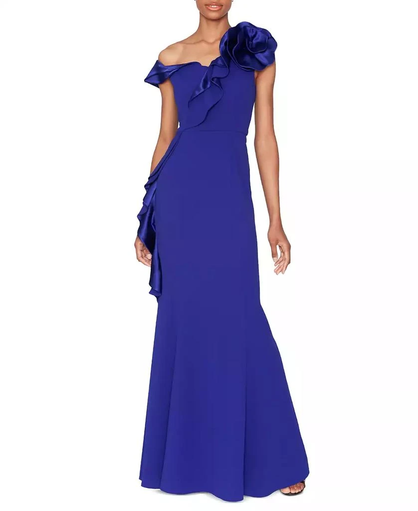 WHITE TIE by Shani Women's Asymmetric Ruffled Sleeveless Gown 1