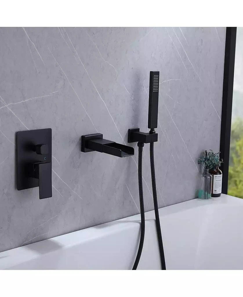 Greenspring Waterfall Single-Handle 2 Sprayer Wall Mount Bathtub Shower Faucet in Matte Black 2