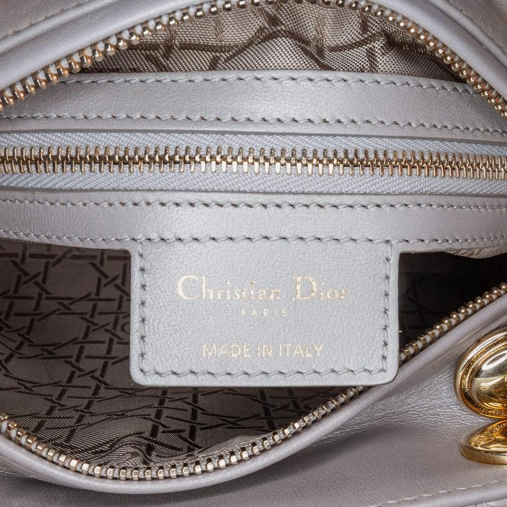 Dior Dior Grey Lambskin Cannage Medium Lady Dior Tote Bag 9