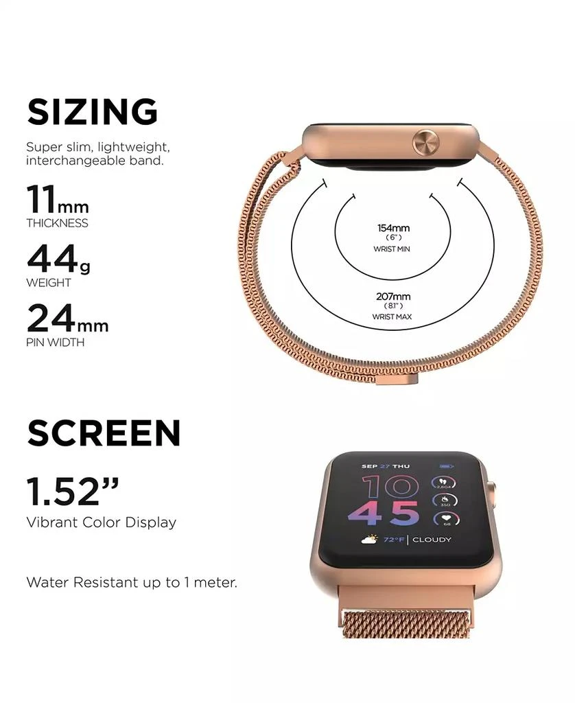 iTouch Air 4 Unisex Rose Gold-Tone Mesh Bracelet Smartwatch 41mm 2