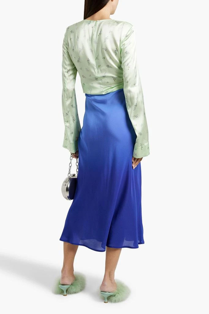 Rixo Kelly dégradé silk crepe de chine midi skirt 3