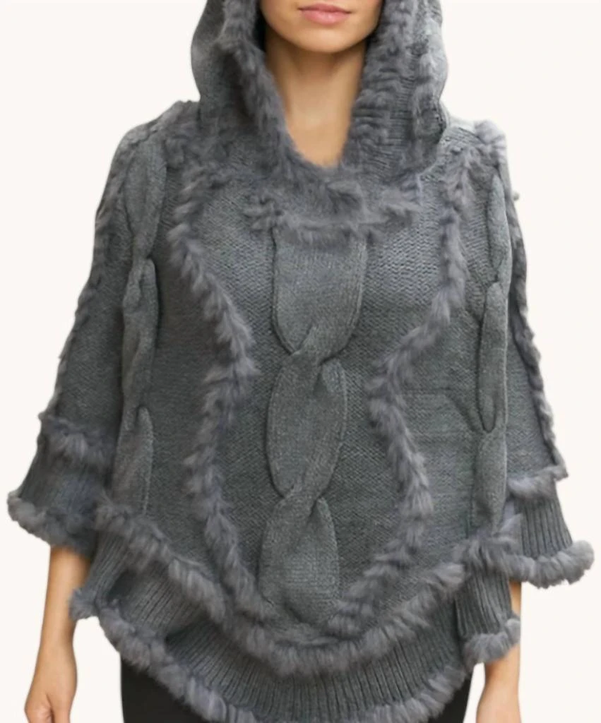Wona Trading Wona Trading - Cable Fur Poncho Hoodie 2